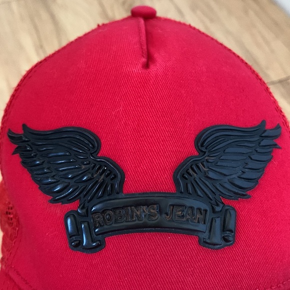 Robin’s jean men’s hat red black logo - Picture 9 of 11